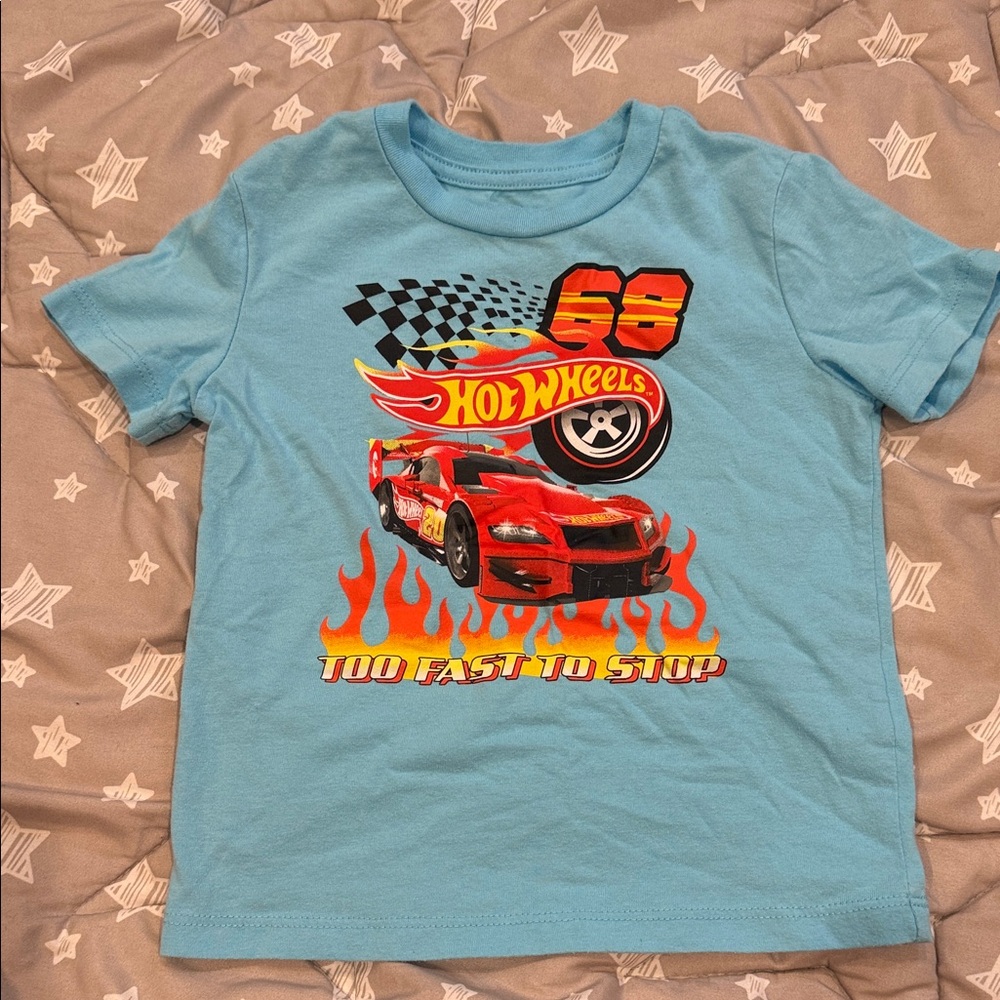 Hot Wheels Blue Kids Short Sleeve Tee